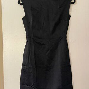 Theory‎ Sleeveless Black Hammered Acetate Wool Blend Fitted Sheath Dress Size 0